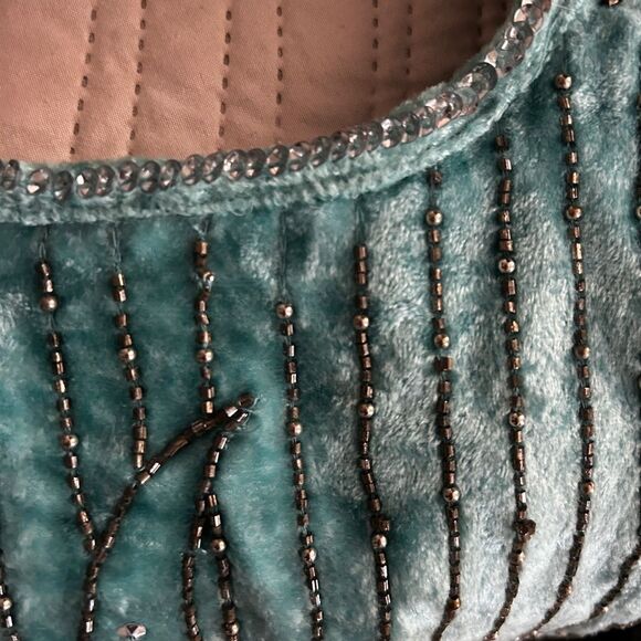 Spell & The Gypsy Elsa Sequined Beaded Sleeveless Mini Dress Light Blue Velvet S - Picture 8 of 9